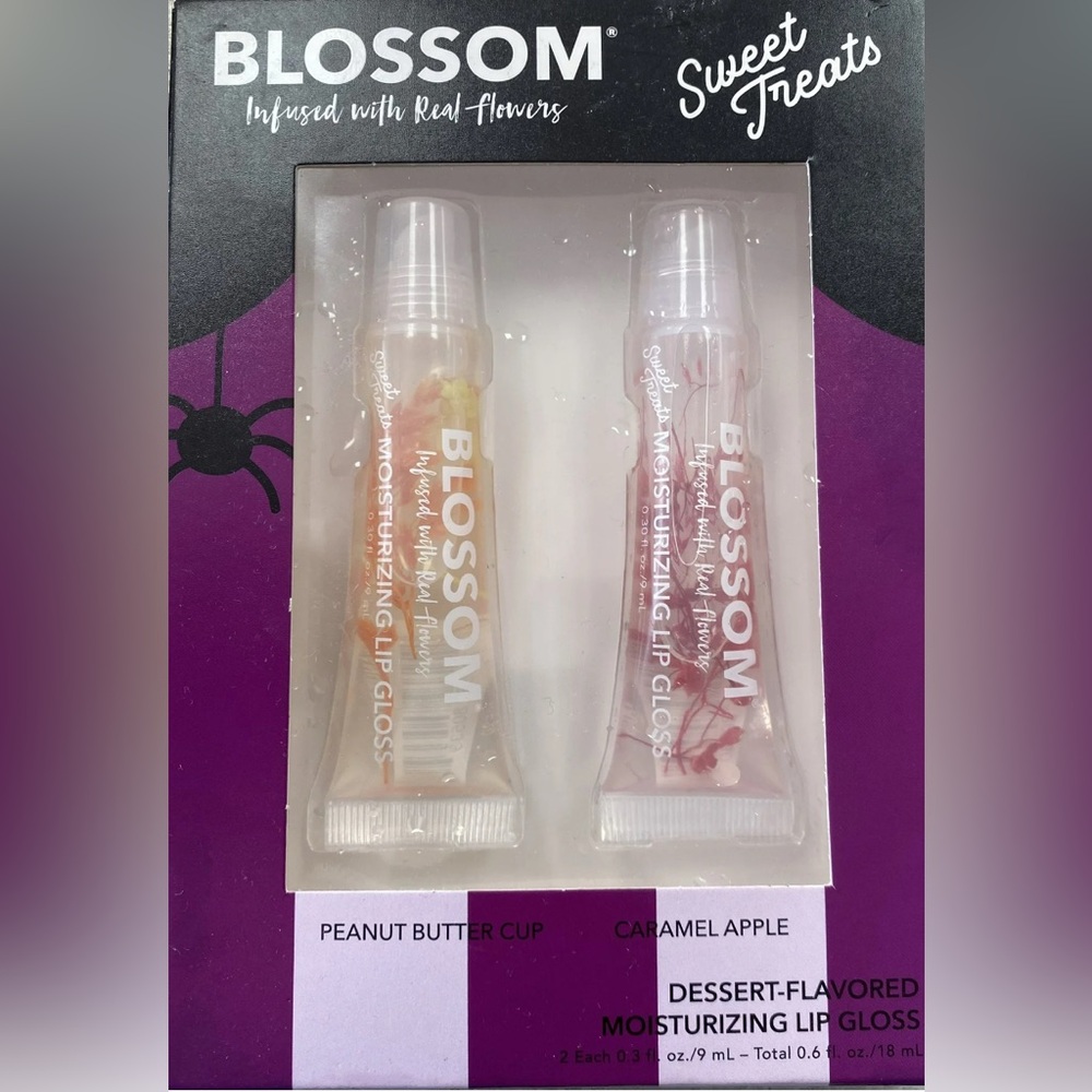 BLOSSOM SWEET TREATS ROLL-ON LIP GLOSS SET Peanut Butter and Caramel Apple, NEW